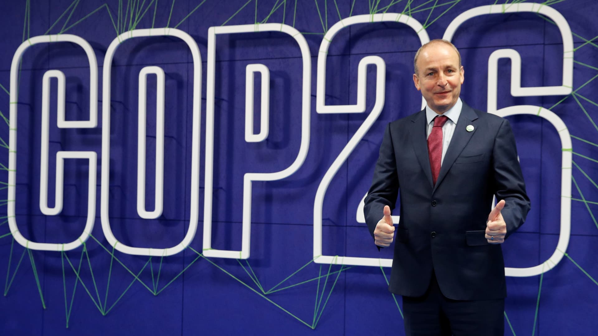 Ireland's Prime Minister (Taoiseach) Micheal Martin arrives for the UN Climate Change Conference (COP26) in Glasgow, Scotland, Britain, November 1, 2021.