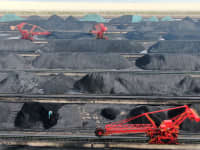 Piles of coal at Rizhao port in China's Shandong Province on Nov. 2, 2021.