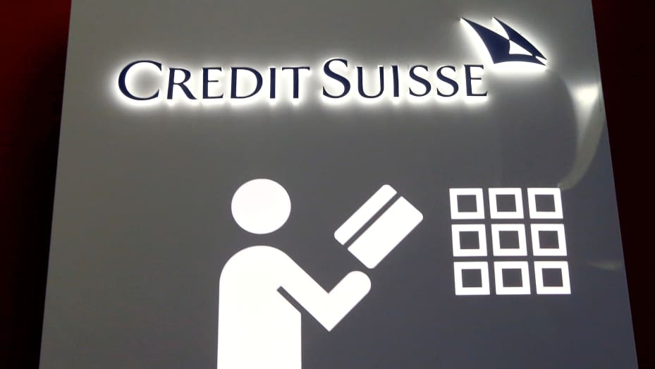 The logo of Swiss bank Credit Suisse is seen at a branch office in Zurich, Switzerland, November 3, 2021.