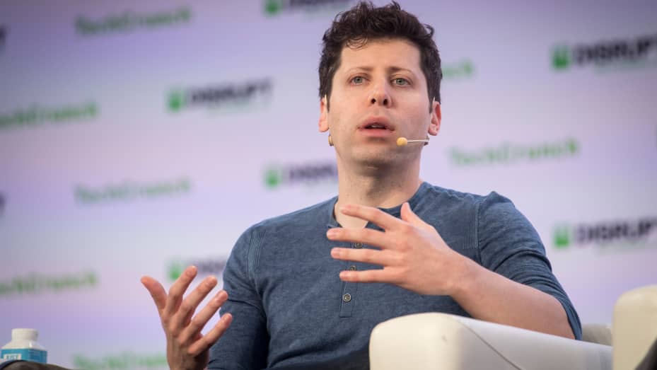 Sam Altman, co-founder and chief executive officer of OpenAI Inc., speaks during TechCrunch Disrupt 2019 in San Francisco, California, on Thursday, Oct. 3, 2019.