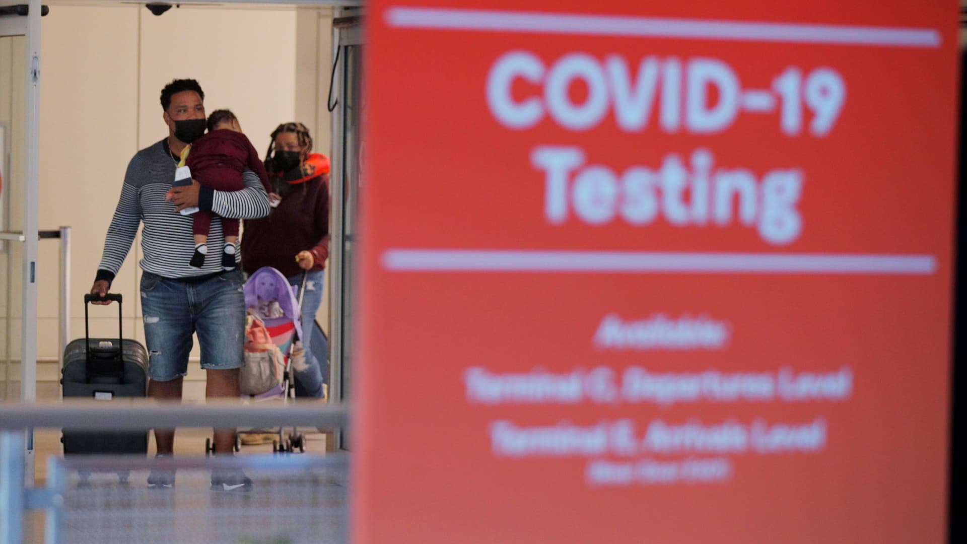 International travellers arrive from the Dominican Republic, as the U.S. reopens air and land borders to vaccinated travellers for the first time since coronavirus disease (COVID-19) restrictions were imposed, at Logan International Airport in Boston, Massachusetts, U.S., November 8, 2021.
