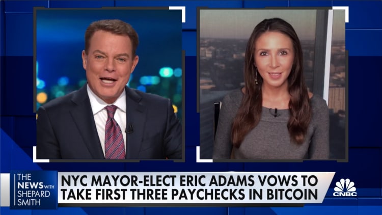New York Mayor-elect Eric Adams promises to take his first three paychecks in bitcoin
