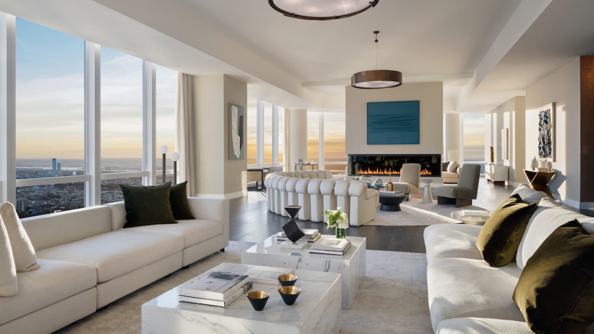 Living room of PH 90 at 35 Hudson Yards in New York City.
