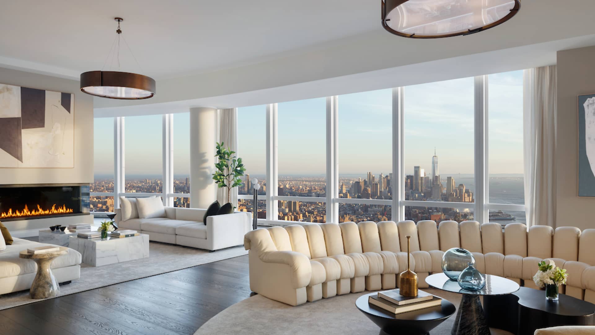 The penthouse has 360-degree views of the Manhattan skyline.