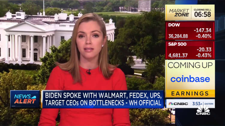 Biden spoke with Walmart, FedEx and UPS CEOs to address supply chain bottlenecks