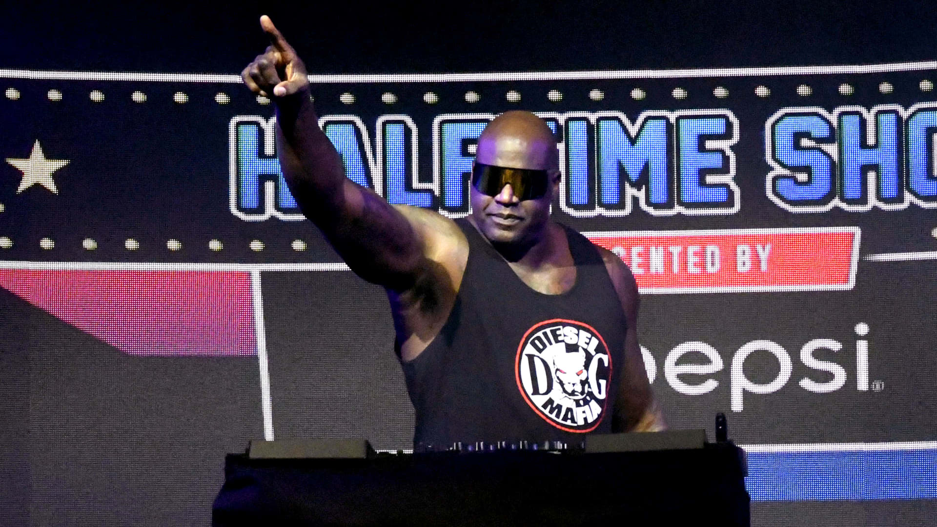 Shaquille O’Neal performs as DJ Diesel at The SHAQ Bowl for Super Bowl LV on February 07, 2021 in Tampa, Florida.