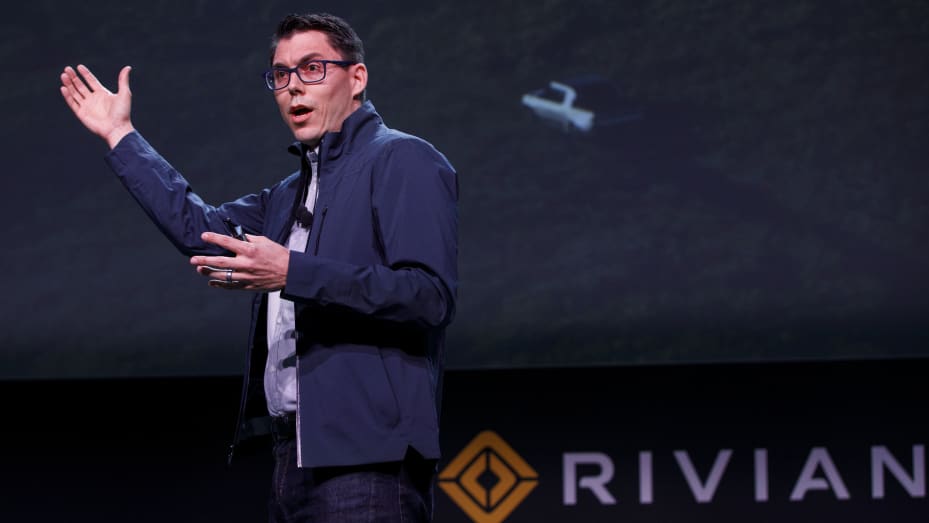 RJ Scaringe unveiling new Rivian pickup truck and SUV