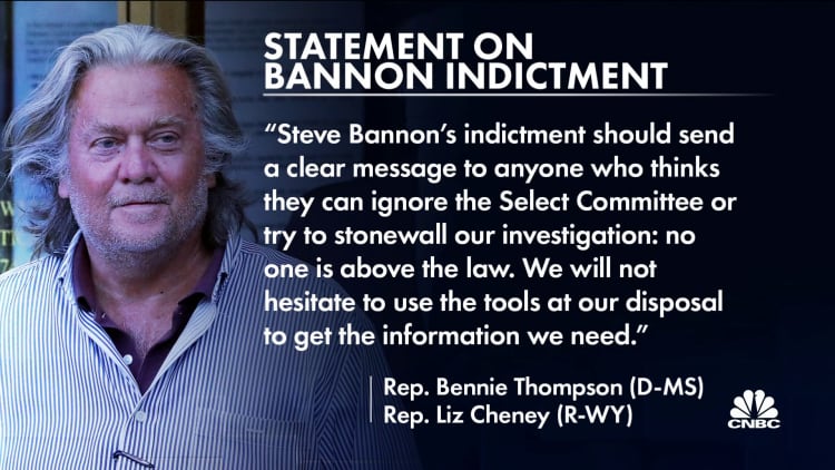 Steve Bannon indicted for contempt of Congress