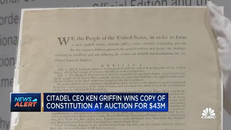 Citadel CEO Ken Griffin buys copy of U.S. Constitution for $43 million