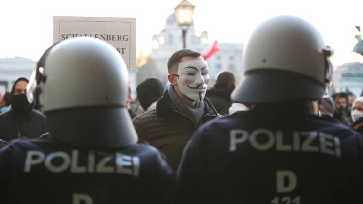 Protests erupt across Europe over Covid rules and lockdowns