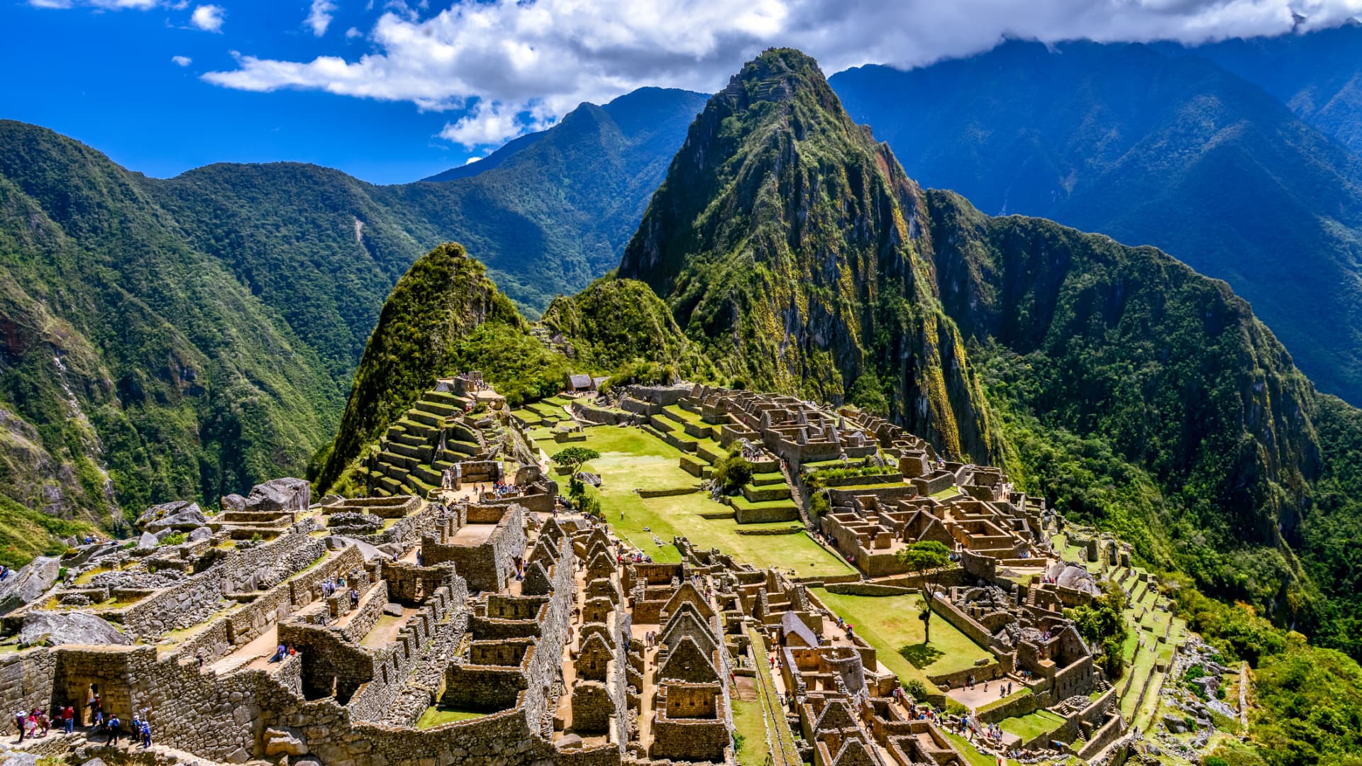 Ruins of Machu Picchu in the Andes Mountains, Peru.