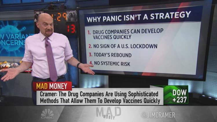 Jim Cramer explains why panicking over the Covid omicron variant is an investment mistake