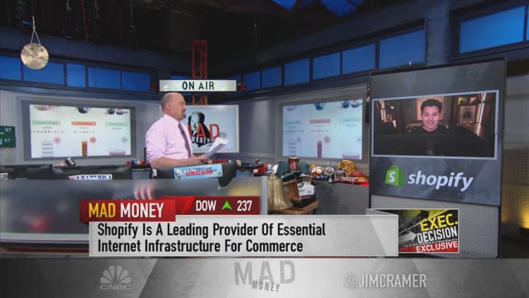 Watch Jim Cramer's full interview with Shopify President Harley Finkelstein