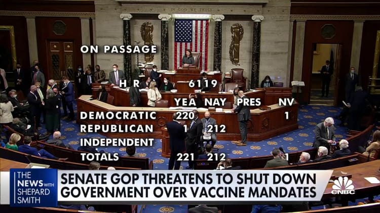 Senate GOP threatens to shut down government over vaccine mandates
