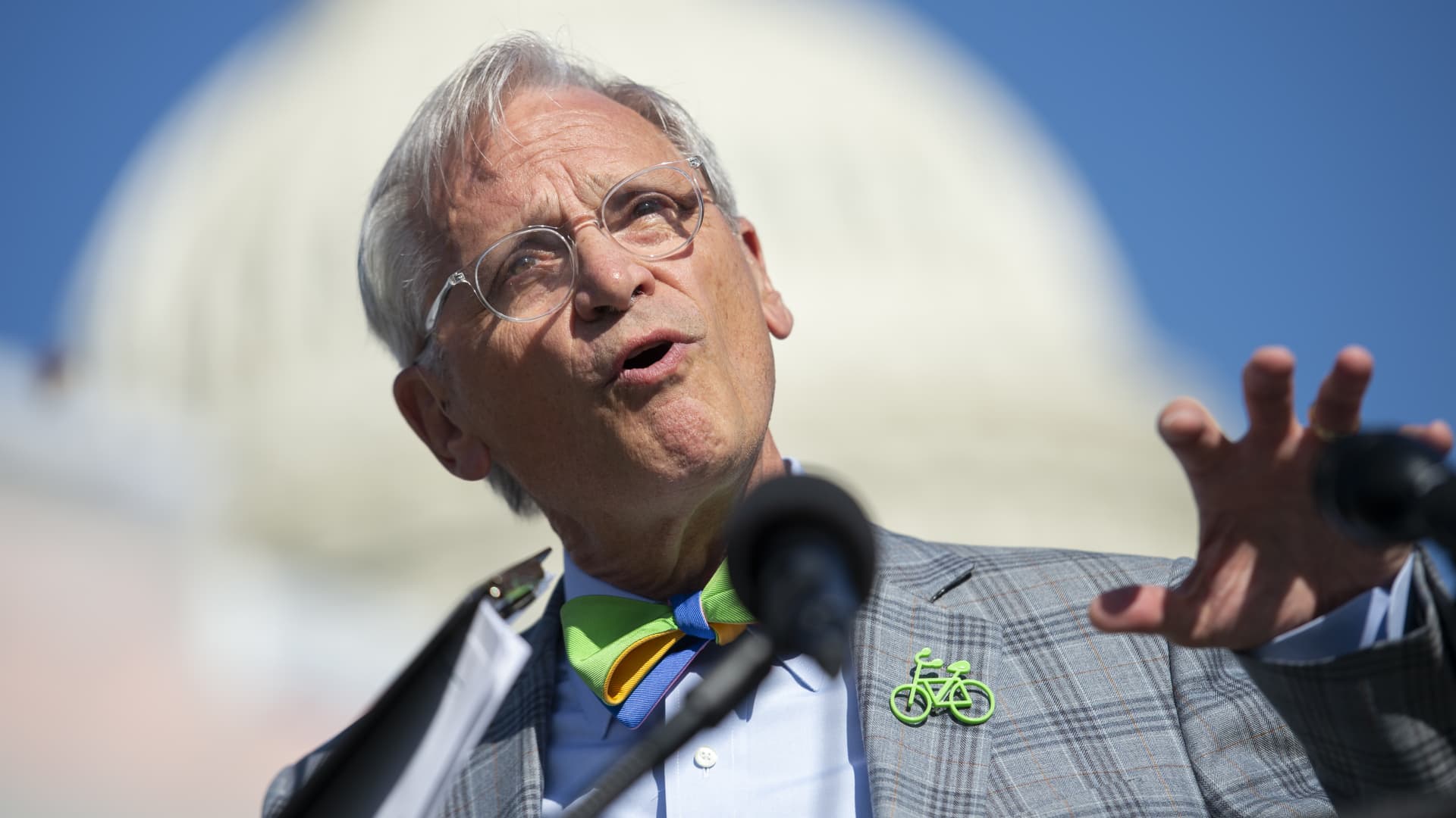 Rep. Earl Blumenauer, D-Ore., speaks during a news conference with ranchers supporting the Green New Deal and farm policy reform in Washington on Wednesday September 18, 2019.
