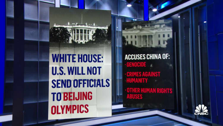 U.S. will not send officials to Beijing Olympics over human rights abuses