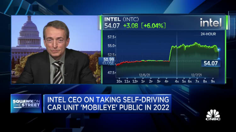 Intel wants to give self-driving car unit 'more visibility', CEO Gelsinger says