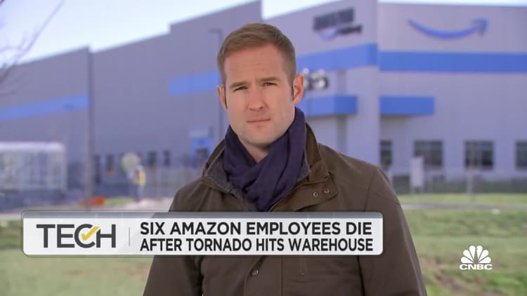 Six Amazon employees dead after tornado hits Illinois warehouse