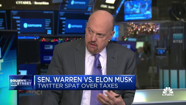 Jim Cramer weighs in on Sen. Warren, Elon Musk Twitter spat over taxes