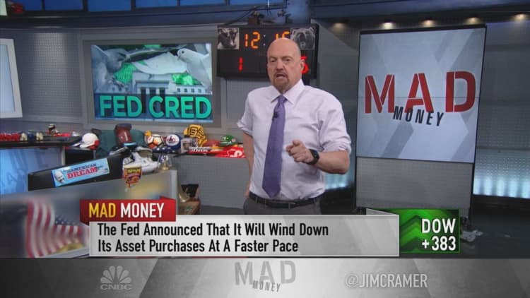 Jim Cramer reacts to the Fed's accelerated taper decision, new interest rate forecast