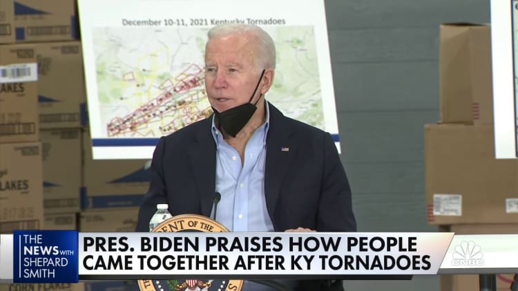 Biden surveys damage from Kentucky tornadoes
