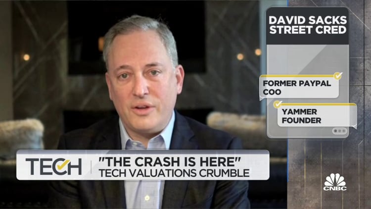 Tech crunch related to growth, not value stocks, says tech investor David Sacks