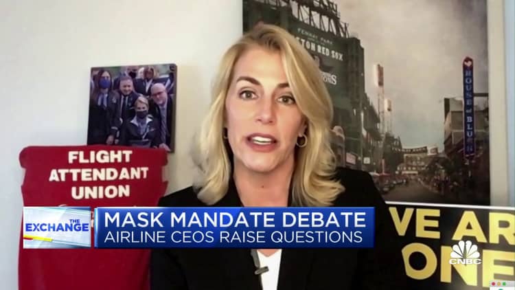 Flight attendants union head says we must get mask mandate enforcement under control