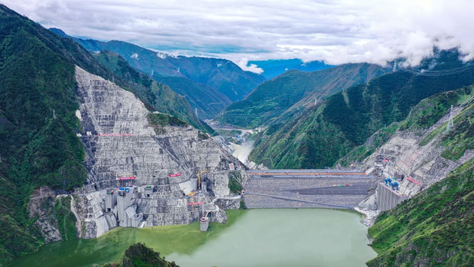Lianghekou hydropower plant on the yalong river in china's sichuan province