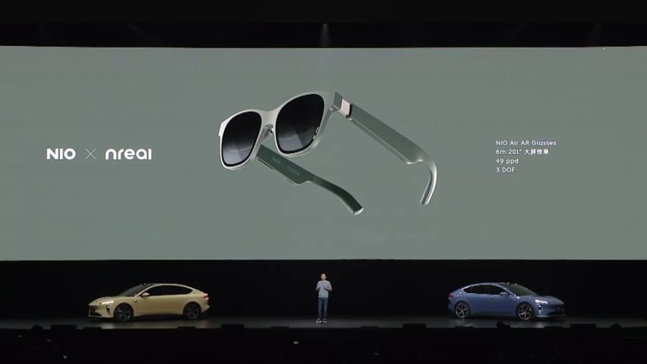 Nio CEO William Li announces on Dec. 18, 2021, custom AR glasses made with Chinese start-up Nreal.