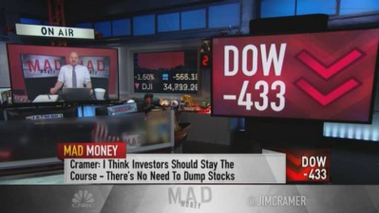 Jim Cramer says 'stay the course' after Monday's declines and look for buying opportunities
