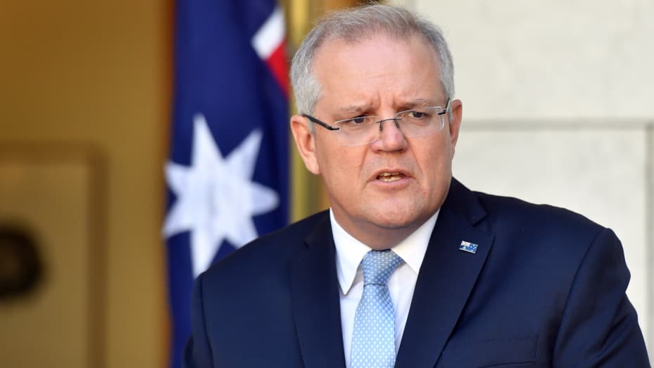 File photo of Prime Minister Scott Morrison as he speaks during a press conference at Parliament House on March 22, 2020 in Canberra, Australia.