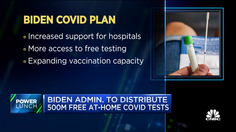 Biden administration to distribute 500 million free at-home Covid tests