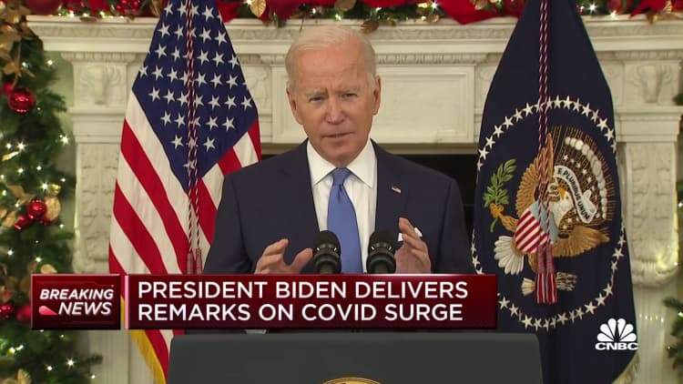 'Get vaccine and booster now,' Biden says as Covid omicron variant spreads