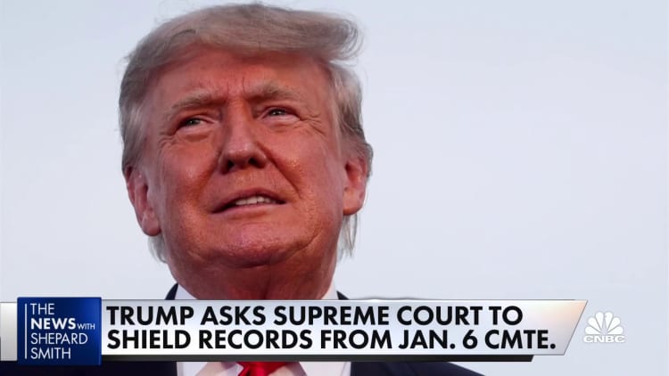 Trump asks Supreme Court to block records from House committee investigating January 6th insurrection