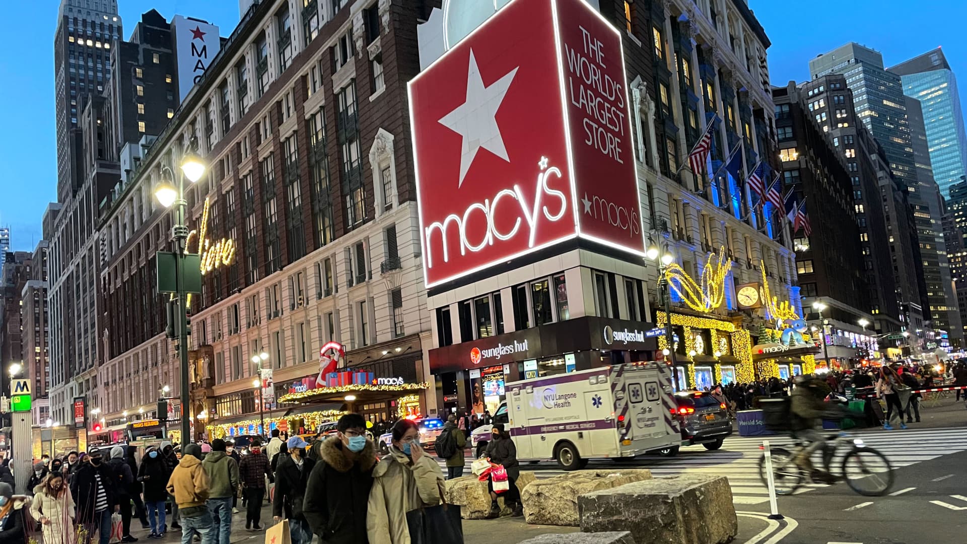 Macy's flagship store in Herald Square in New York, Dec. 23, 2021.