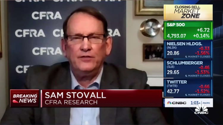 Expect increased stock market volatility in 2022, says CFRA's Sam Stovall