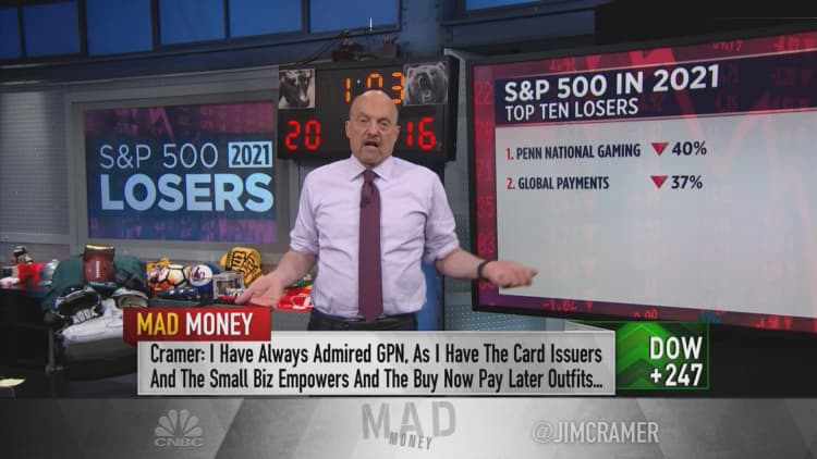 Jim Cramer breaks down the S&P 500's 10 biggest losers in 2021