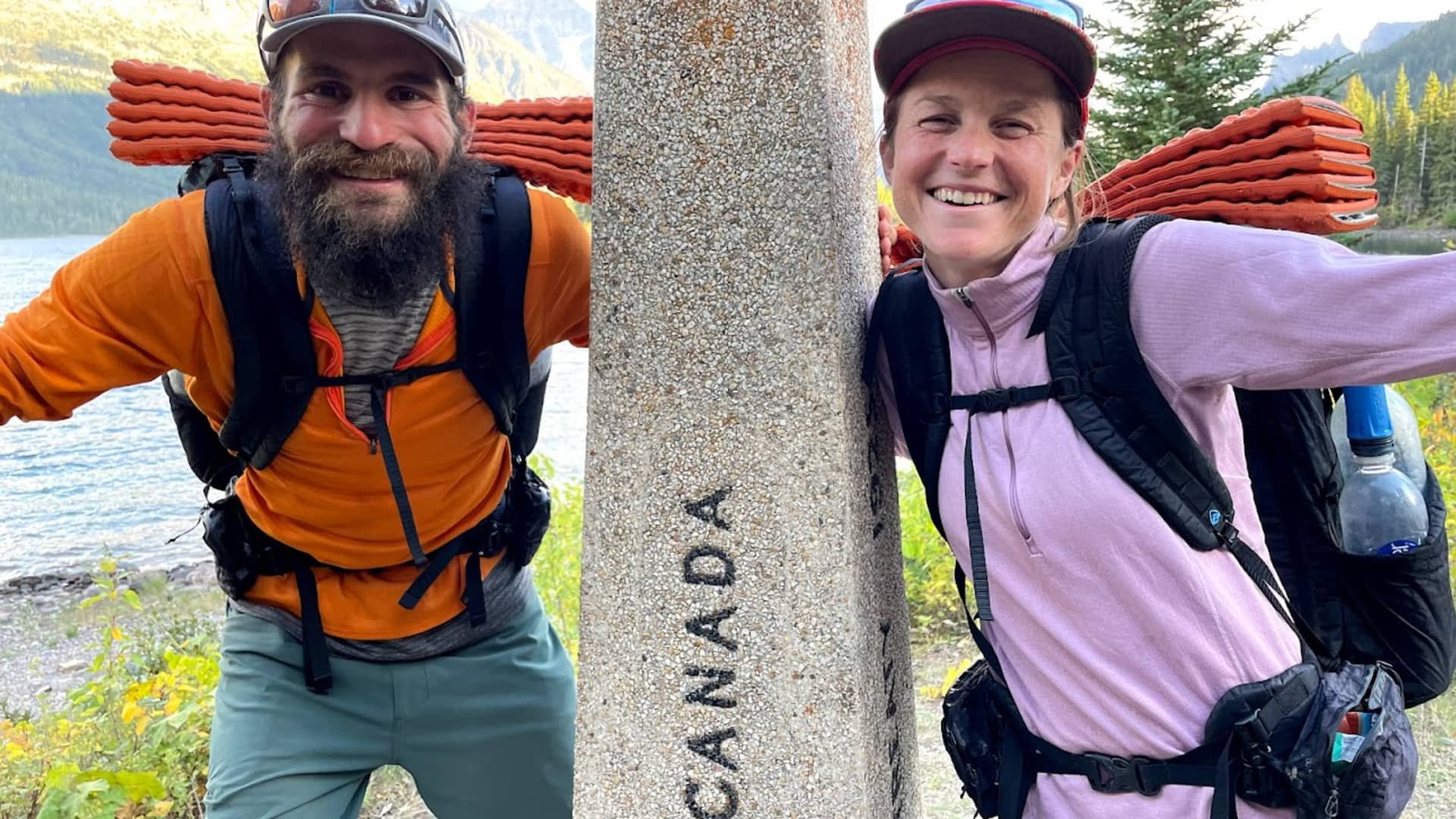 Beissinger and Miller arrive in Canada following a four-month hike that began at the U.S.-Mexico border.