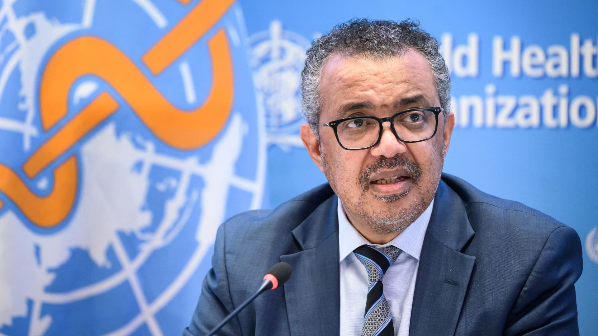 WHO Director-General Tedros Adhanom Ghebreyesus speaks during a press conference on December 20, 2021 at the WHO headquarters in Geneva