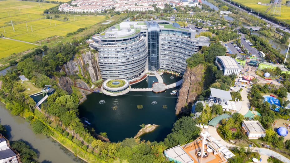 InterContinental Shanghai Wonderland, a luxury hotel developed by Shimao and managed by IHG, opened in 2018 and is pictured here on Oct. 11, 2020.
