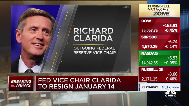 Fed Vice Chair Richard Clarida to resign January 14