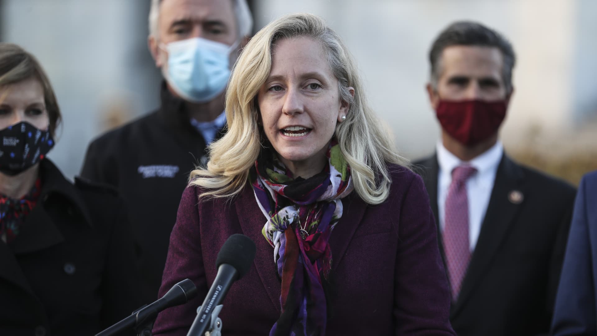 Representative Abigail Spanberger, a Democrat from Virginia, speaks during a news conference with members of the Problem Solvers Caucus at the U.S. Capitol in Washington, D.C., U.S., on Monday, Dec. 21, 2020.
