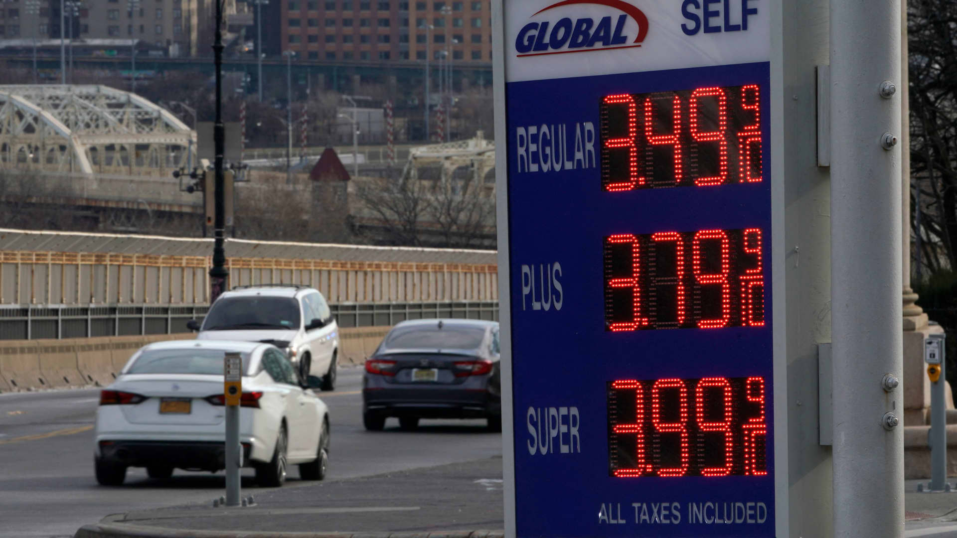 A gas station in the Morningside Heights neighborhood of New York City on Jan. 12, 2022.
