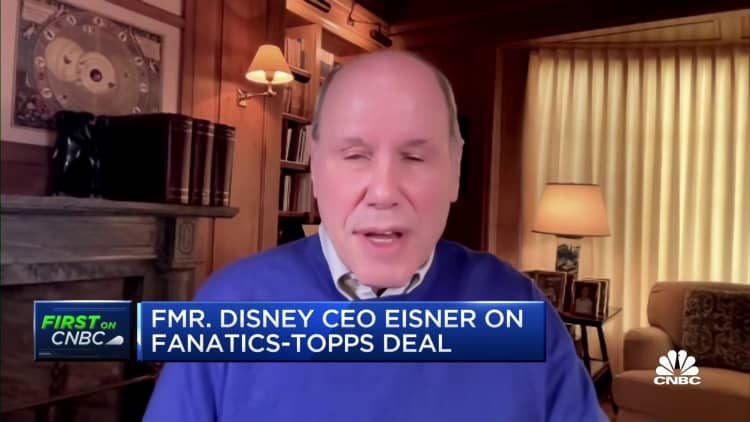 I think it's a really good deal for us, says Michael Eisner on Fanatics-Topps deal