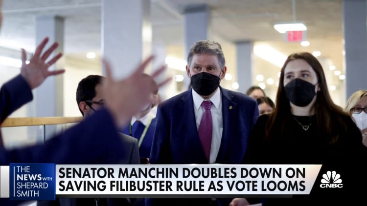 Manchin doubles down on refusal to change filibuster rule