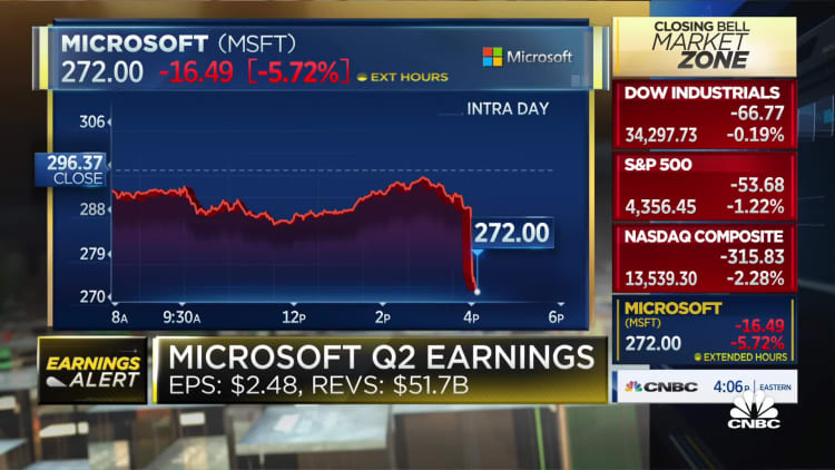 Microsoft beats on top and bottom lines, stock still drops