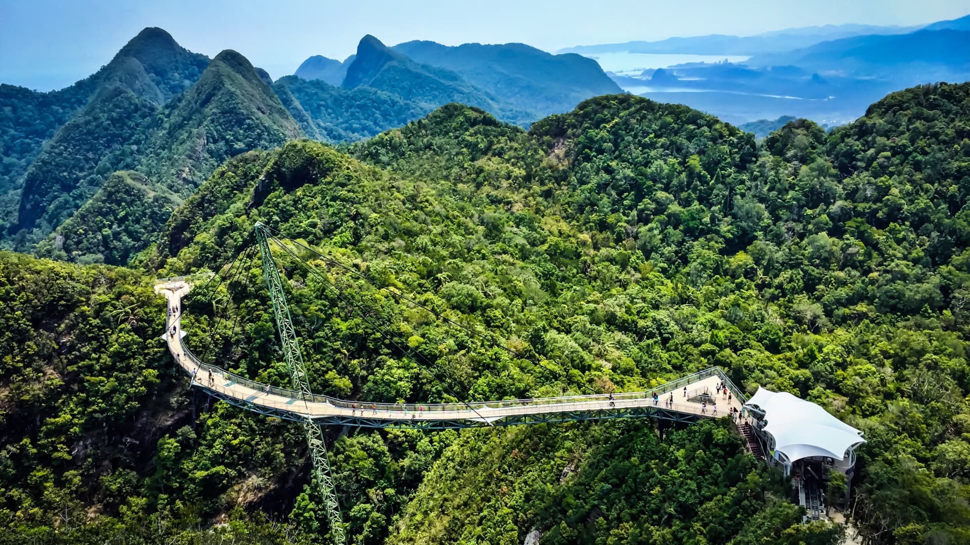 The Langkawi Sky Bridge is a curved suspension bridge popular with tourists.
