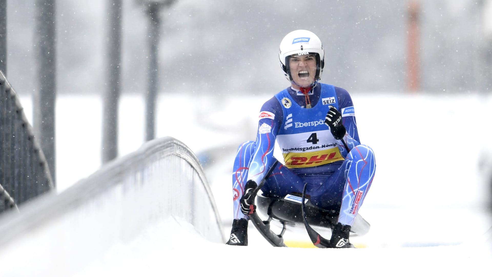 Summer Britcher of the United States competes at the 50th FIL Luge World Championships 2021 LOTTO in Koenigssee, Germany.