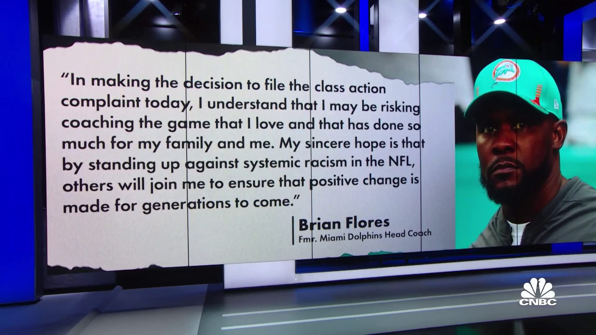 Fired Dolphins coach Brian Flores sues NFL, alleging racist hiring