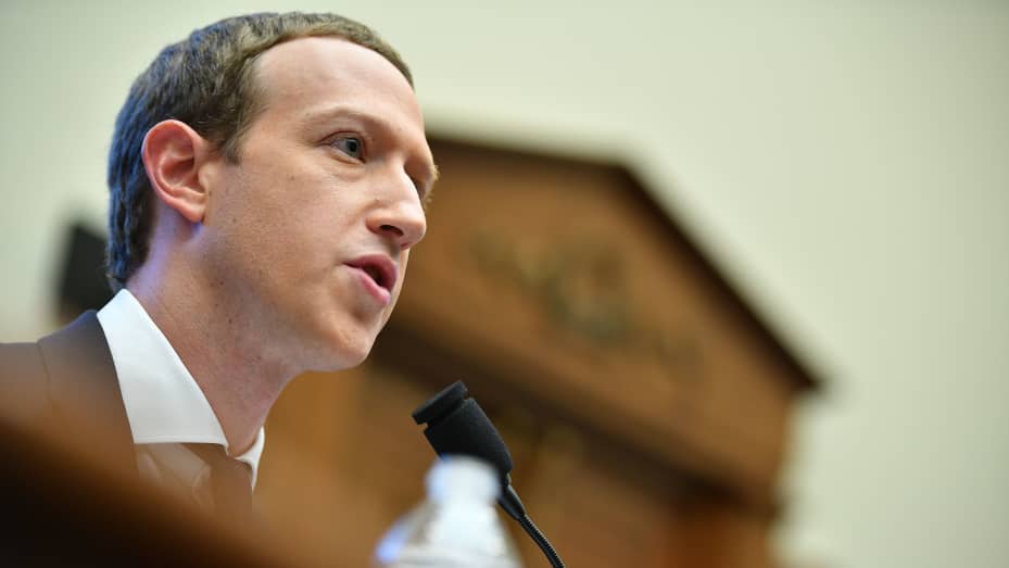 Facebook Chairman and CEO Mark Zuckerberg testifies before the House Financial Services Committee on 
